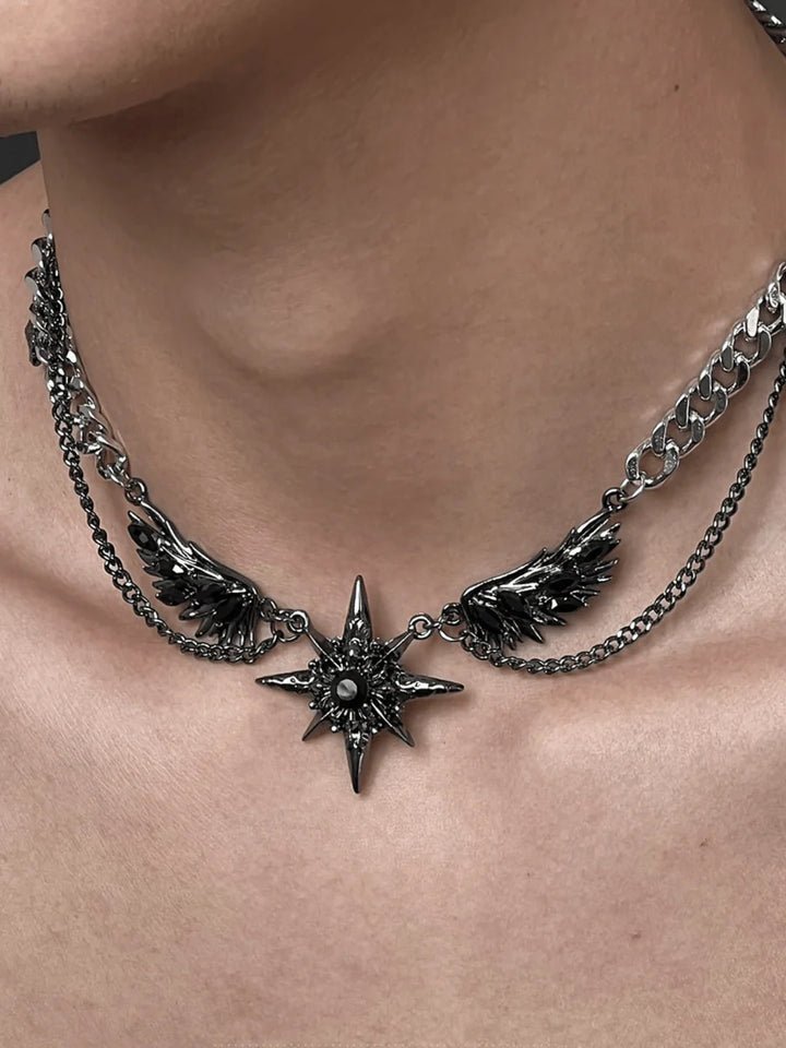 [CHEALIMPID] DARKGEMSTONE DIAMONDS WINGS DESIGN NECKLACE ST1190