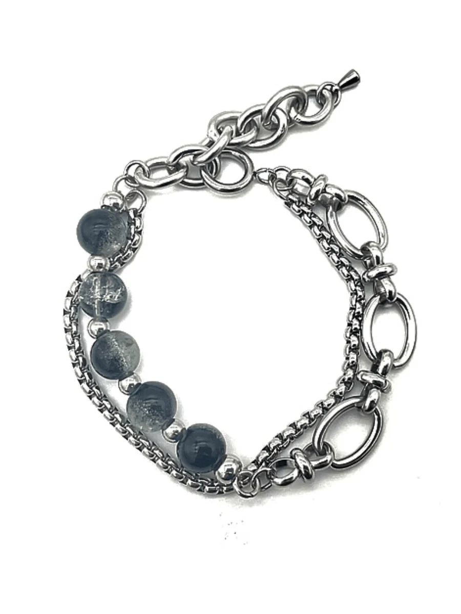 STEEL DOUBLE-LAYER BURST BEADS BRACELET ST1071