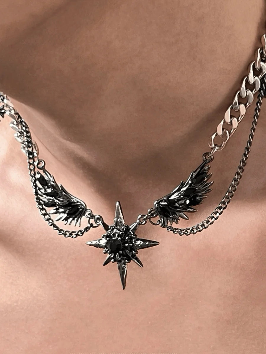 [CHEALIMPID] DARKGEMSTONE DIAMONDS WINGS DESIGN NECKLACE ST1190