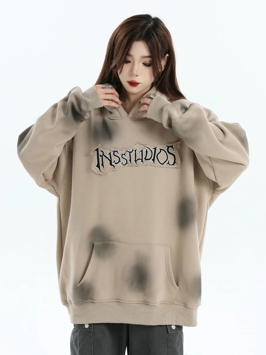 SPRAY PAINT LOGO LOOSE HOODIE ST1199