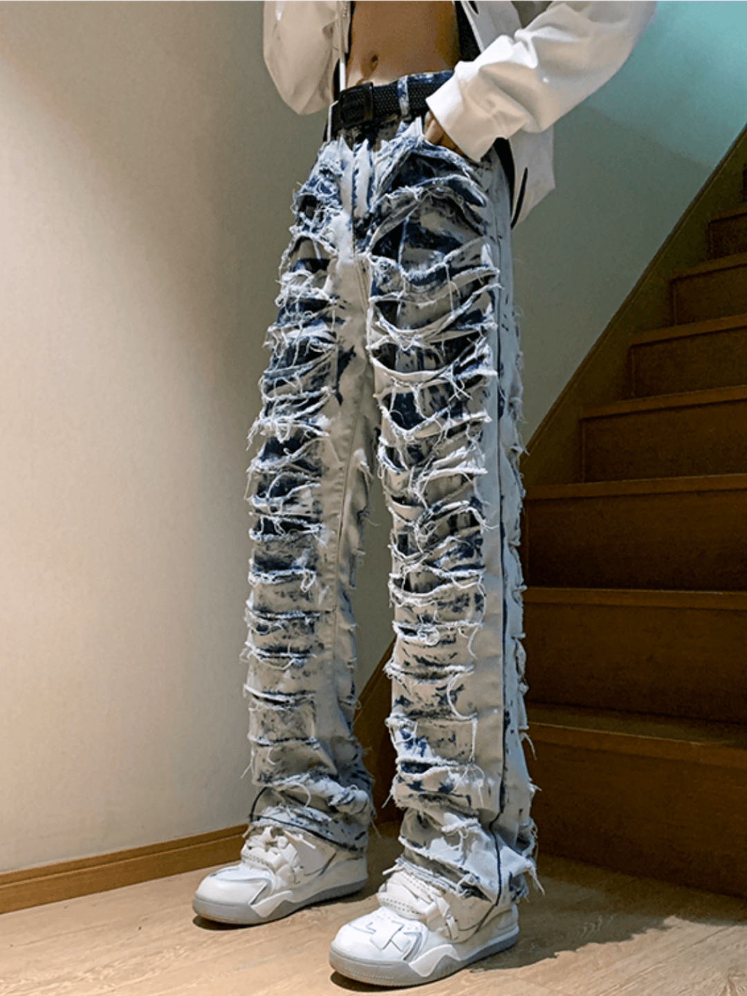 High street damage denim pants st1687