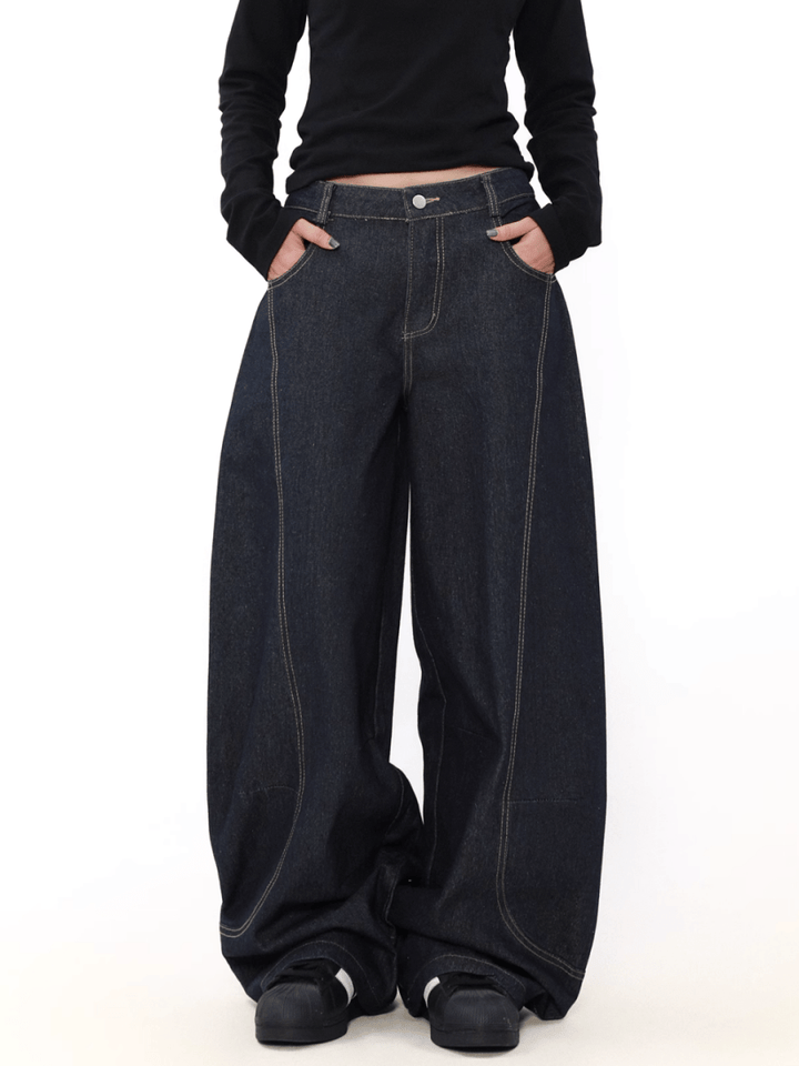 [MRNEARLY] wide leg straight jeans st2845