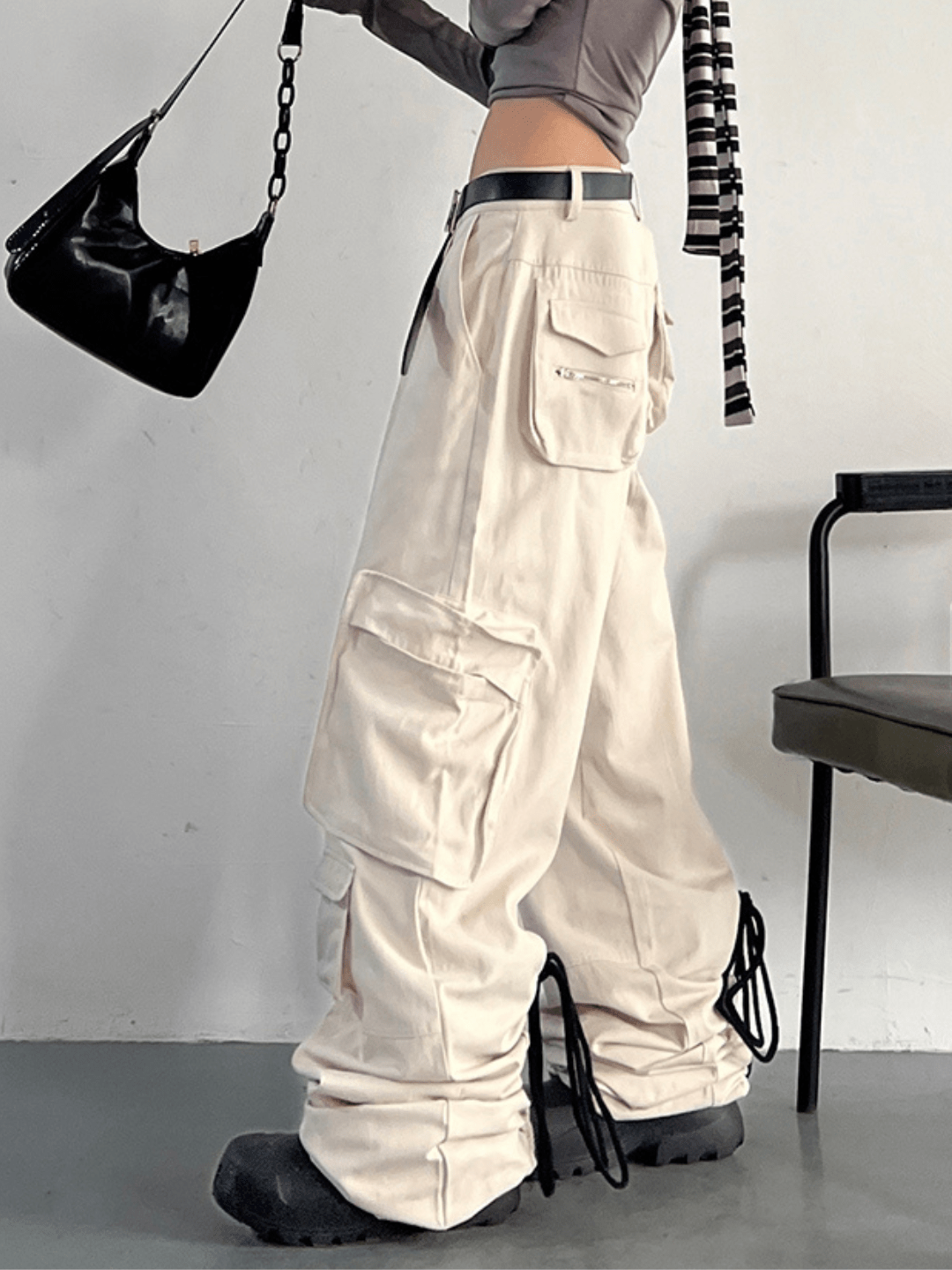 [CRAZY STUDIO] high waist casual loose wide leg pants st1829