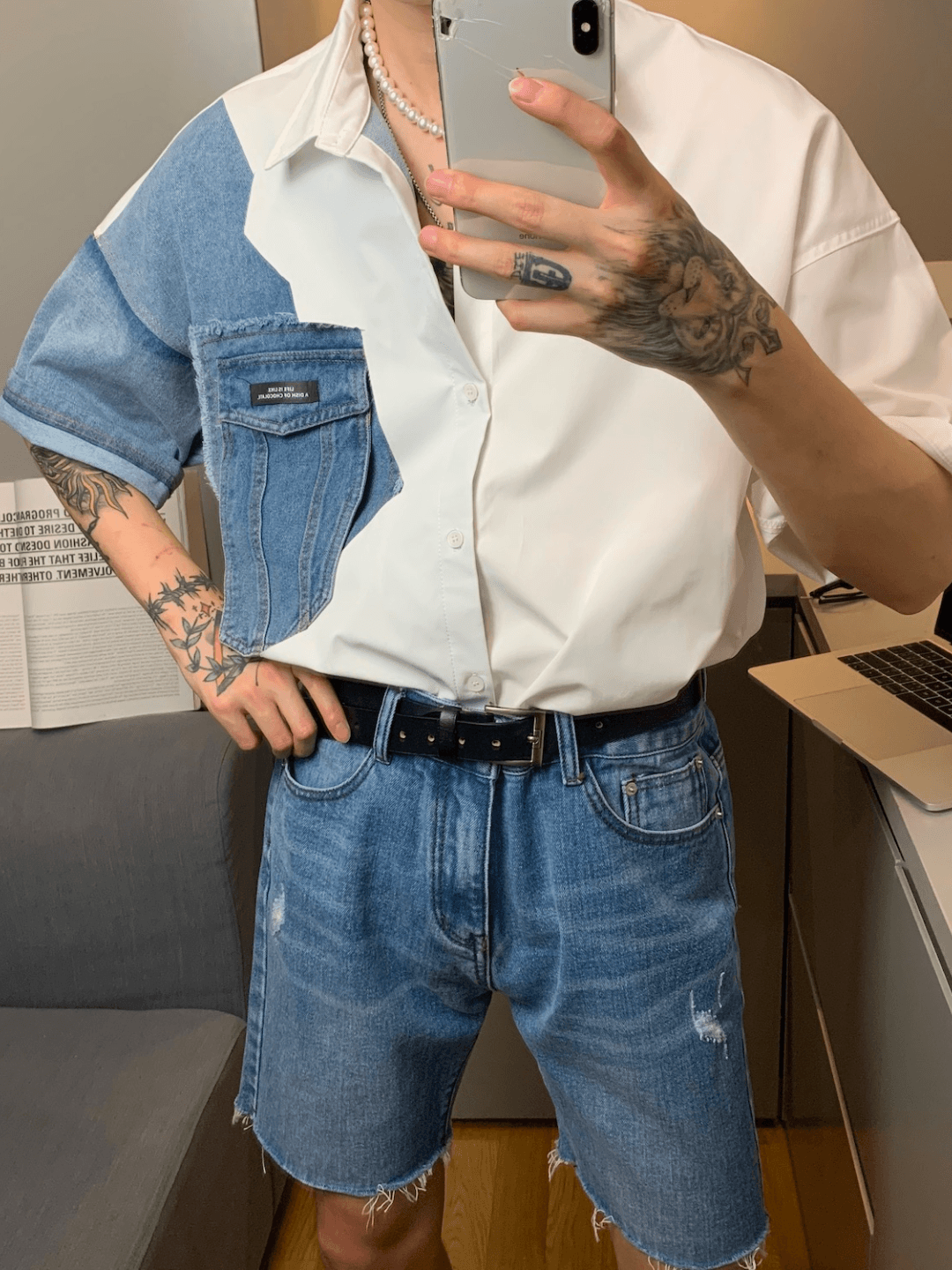 [CUIBUJU] hi-end denim shirt st1167