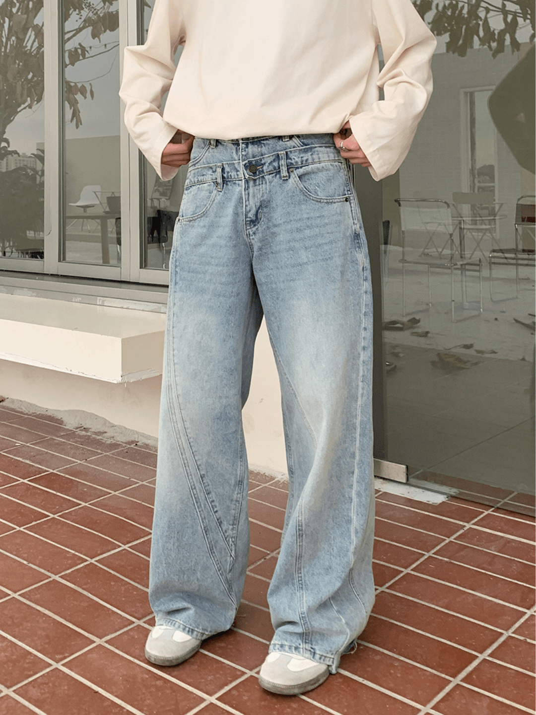 [ONELYC1NS] Double-waist Denim Pants st2090