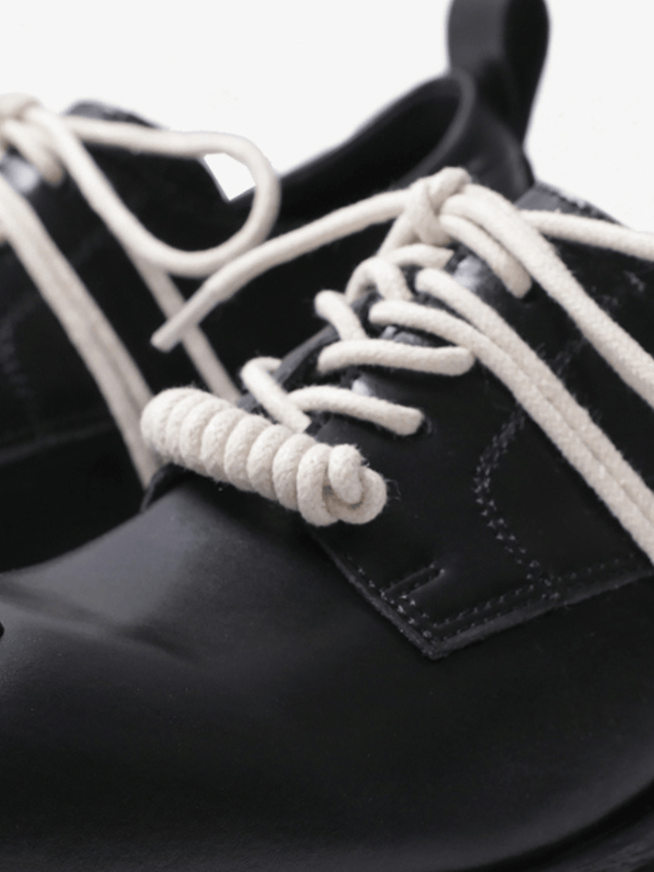 leather square head lace-up Derby shoes st1896