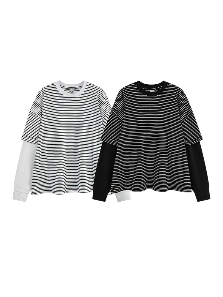 [FLAT ROOM] Layered Striped Long Sleeve Tee st2066