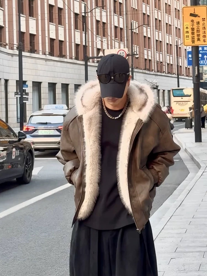 [FLAT ROOM] AVIATOR SHEARLING HOODED JACKET ST2063