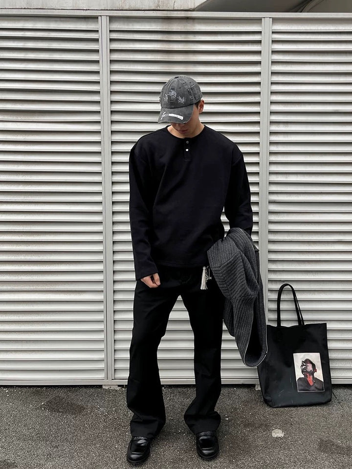 [FLAT ROOM] HENLEY NECK LONG-SLEEVE TEE ST2064