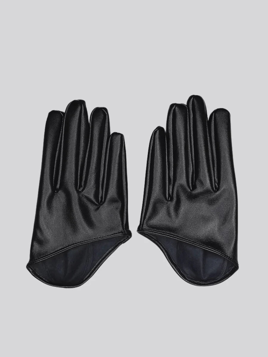 DARK FINGERLESS LEATHER GLOVES ST1256