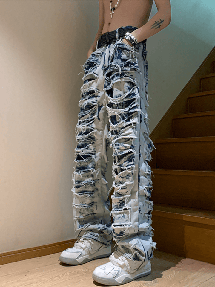 High street damage denim pants st1687