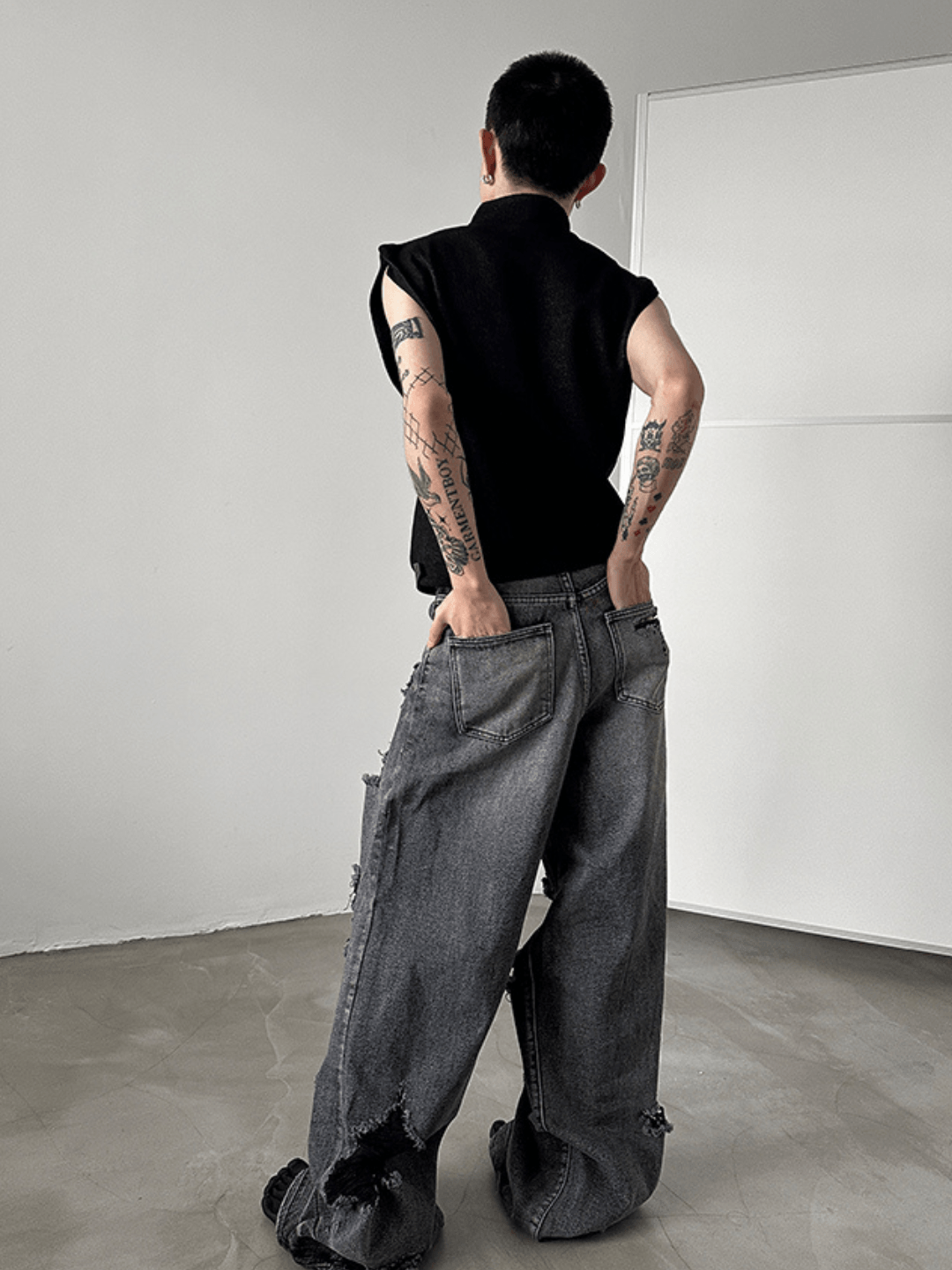 [GENESISBOY] wash wide leg jeans st1731