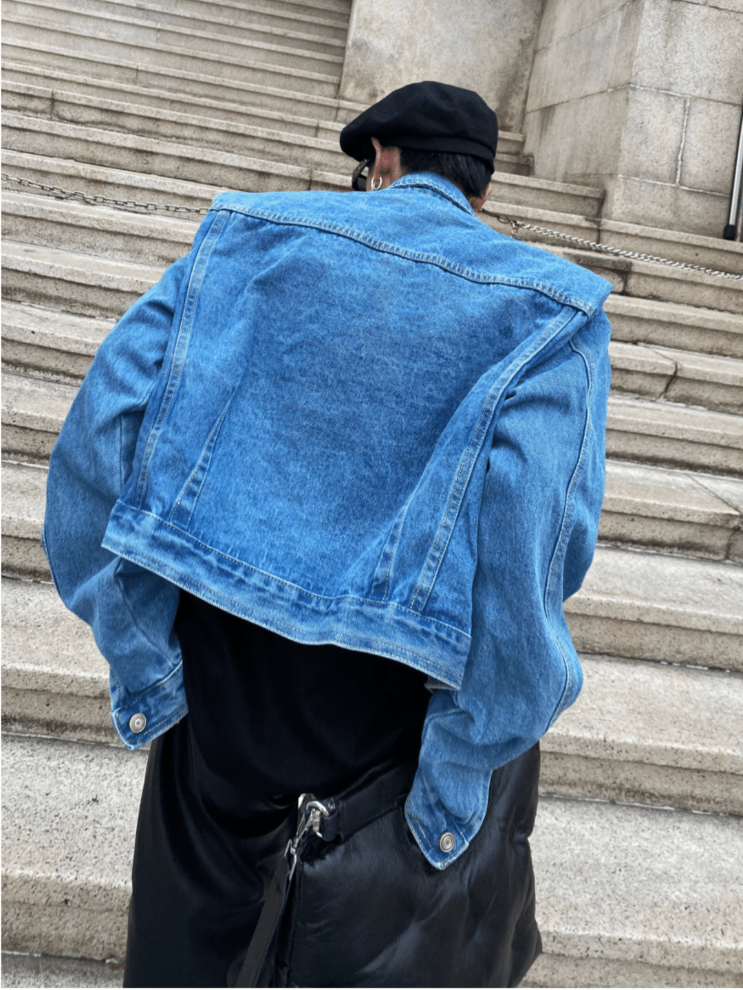 [ArguE CulturE] pleated design shoulder pad denim jacket st1645