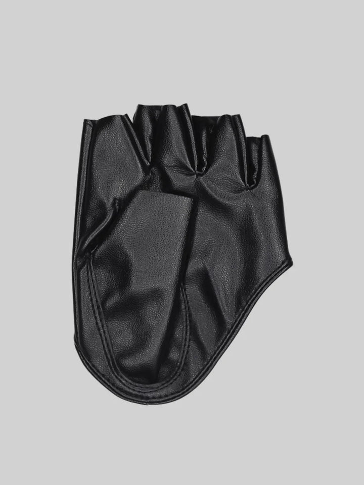 DARK FINGERLESS LEATHER GLOVES ST1256