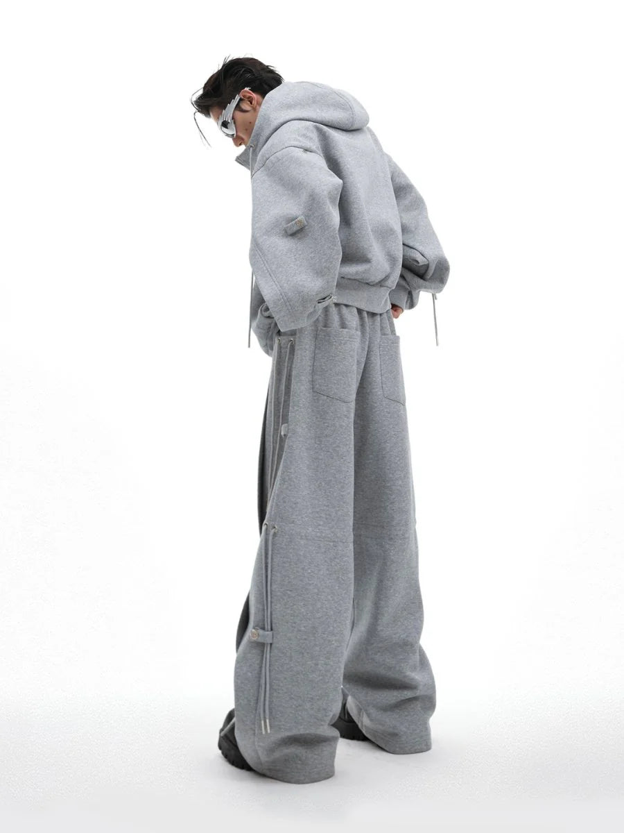 [CULTUREE] LOOSE HOODED SWEATER JACKET + BOTTOMS ST1035