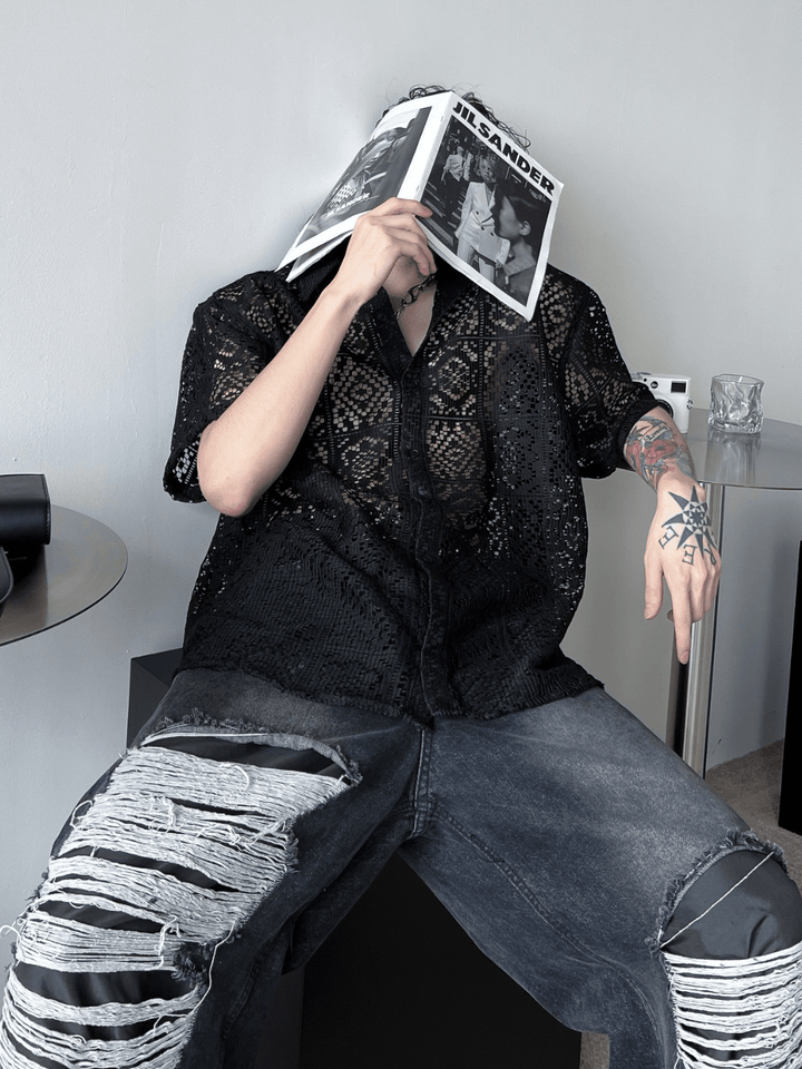 hollow design sense loose shirts st1791