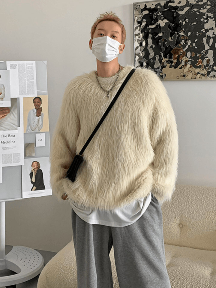 [HOZI] Round Fur Knit st1535