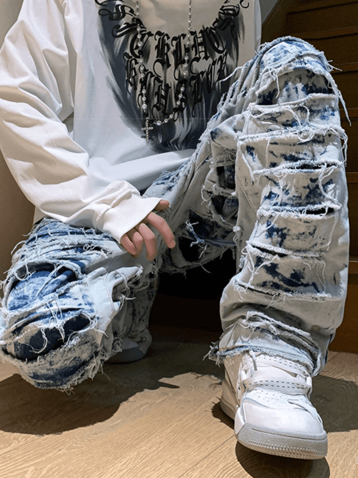 High street damage denim pants st1687