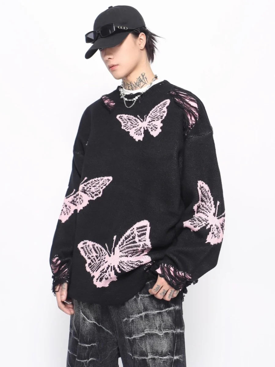 [MZ] BROKEN HOLES DESIGN OVERSIZE KNIT ST1179