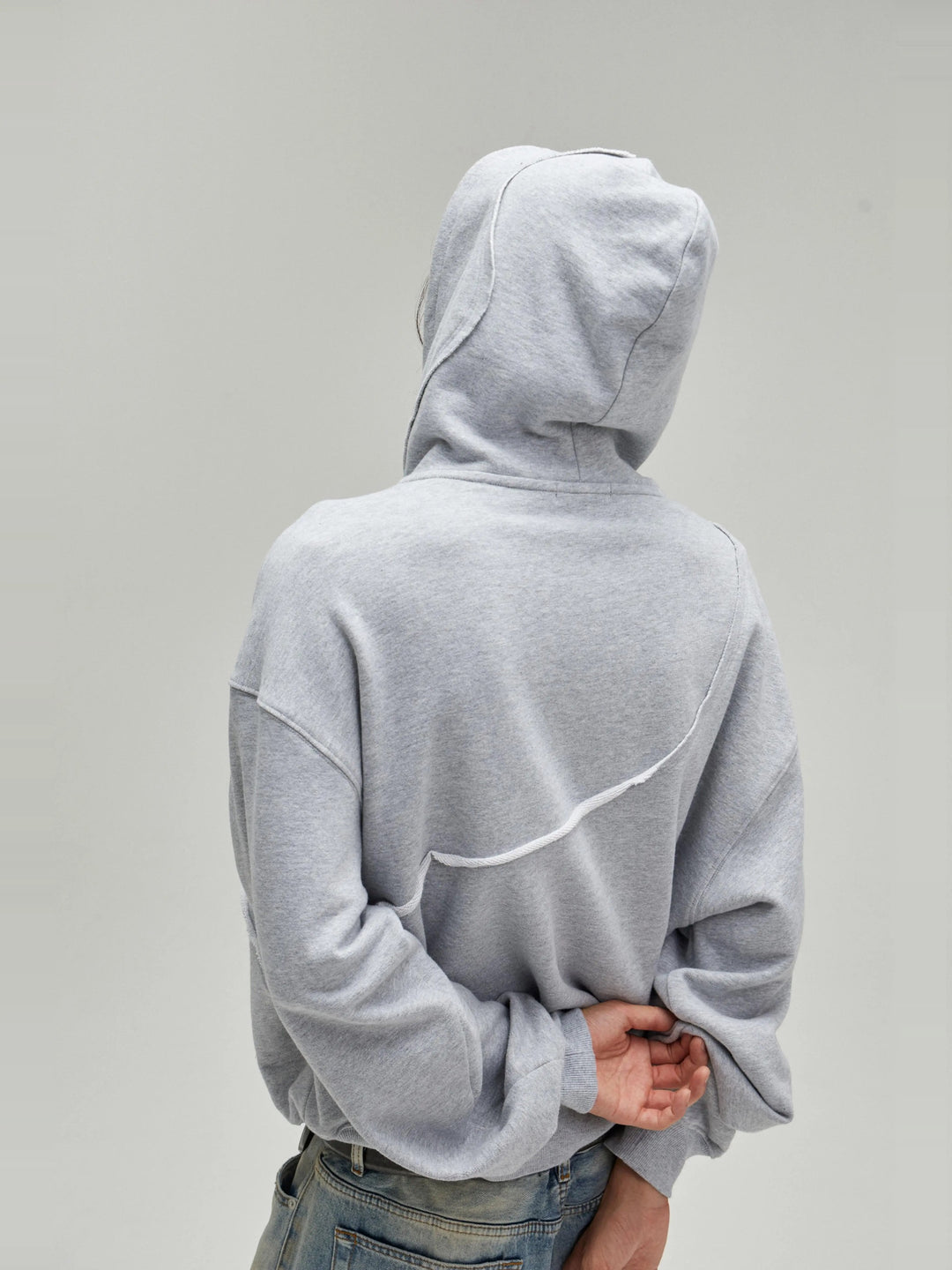 [FLAT ROOM] ASYMMETRIC BUTTON-UP HOODED SWEATSHIRT ST2057