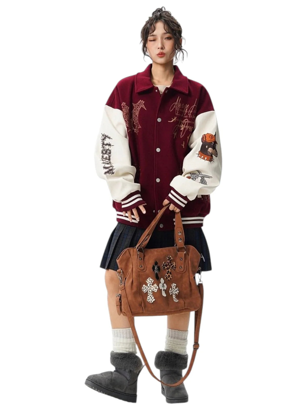 [W.K] PATCHED VARSITY EMBROIDERED JACKET st5030