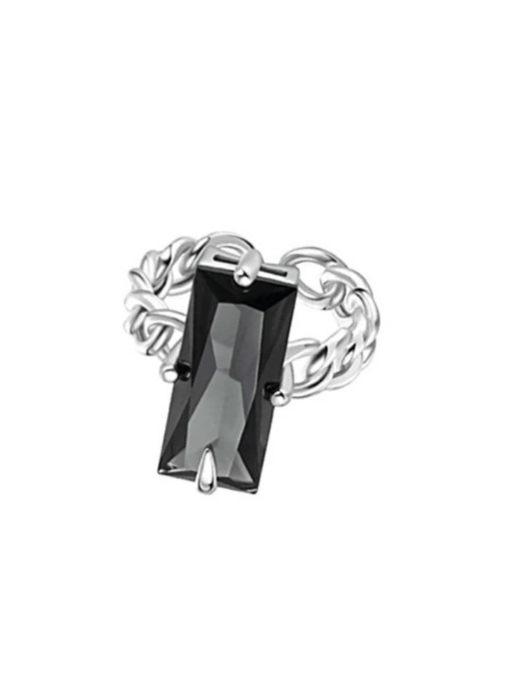 BLACK GEMSTONE SQUARE RING ST555