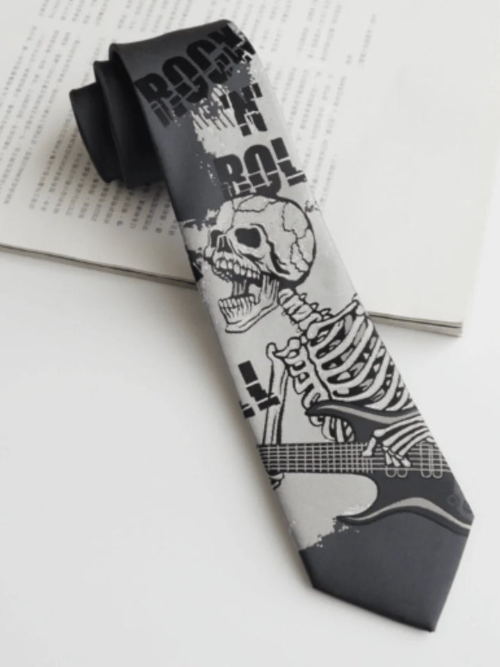 DARK GRAY SKULL TIE TREND ST551