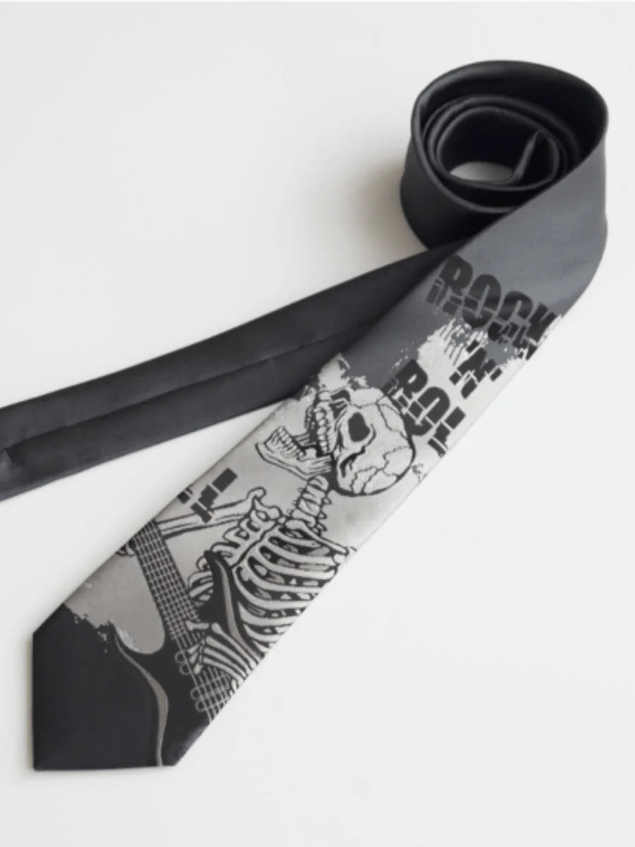 DARK GRAY SKULL TIE TREND ST551