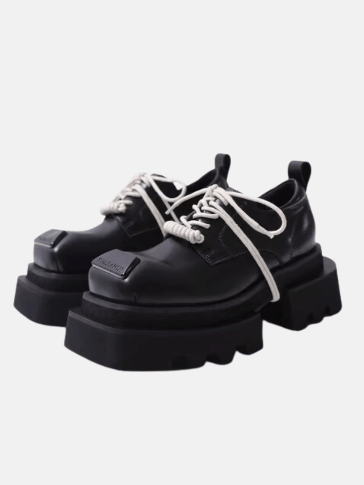 leather square head lace-up Derby shoes st1896