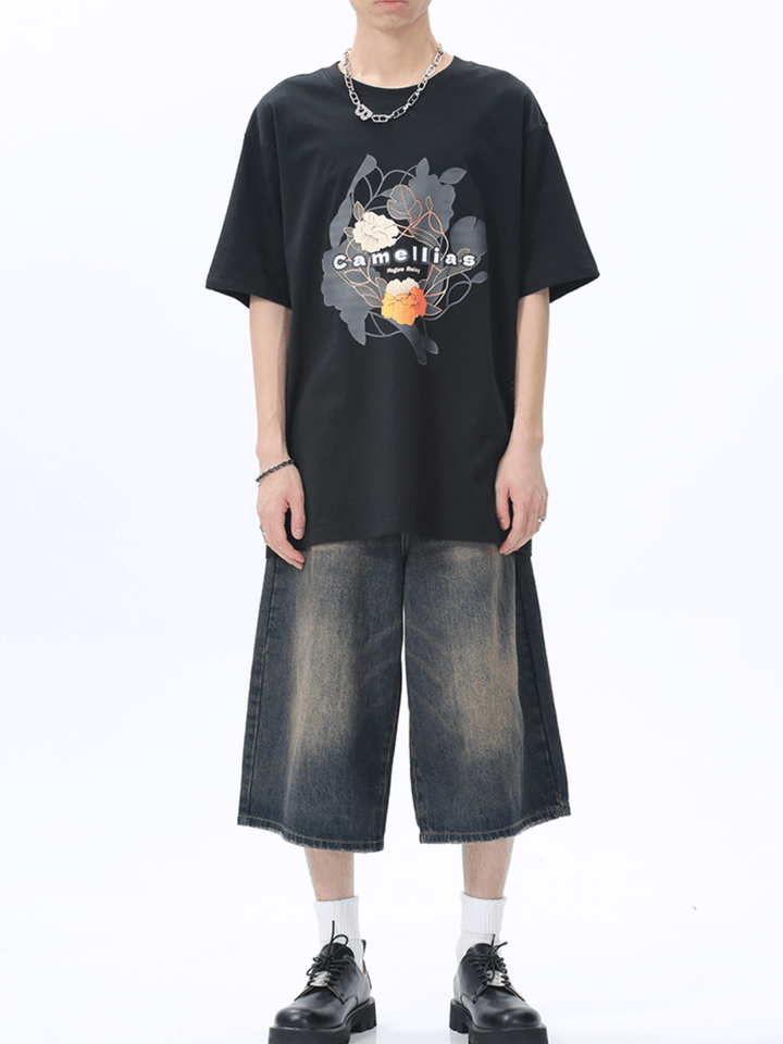 washed straight denim pants shorts st1626