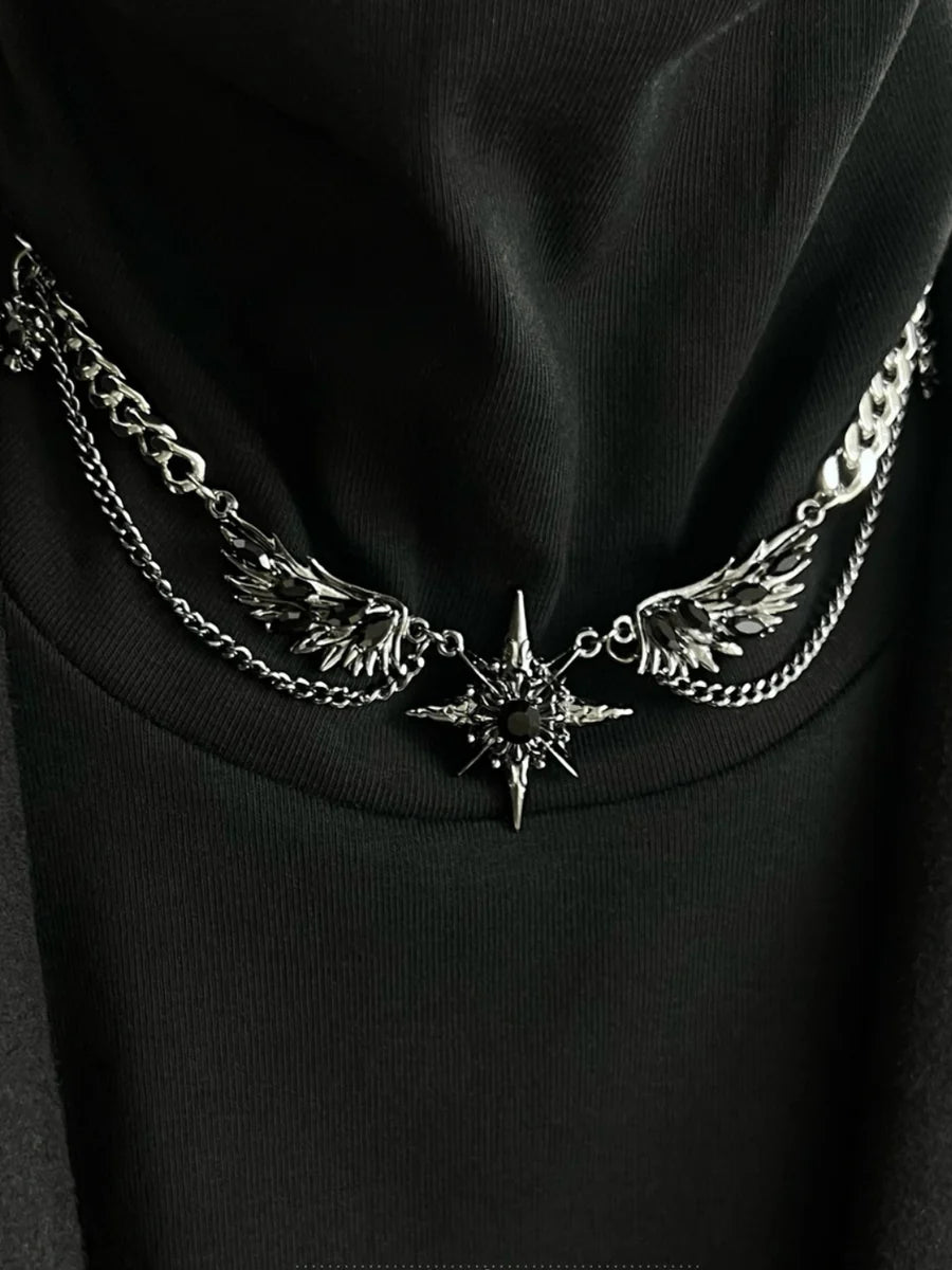 [CHEALIMPID] DARKGEMSTONE DIAMONDS WINGS DESIGN NECKLACE ST1190