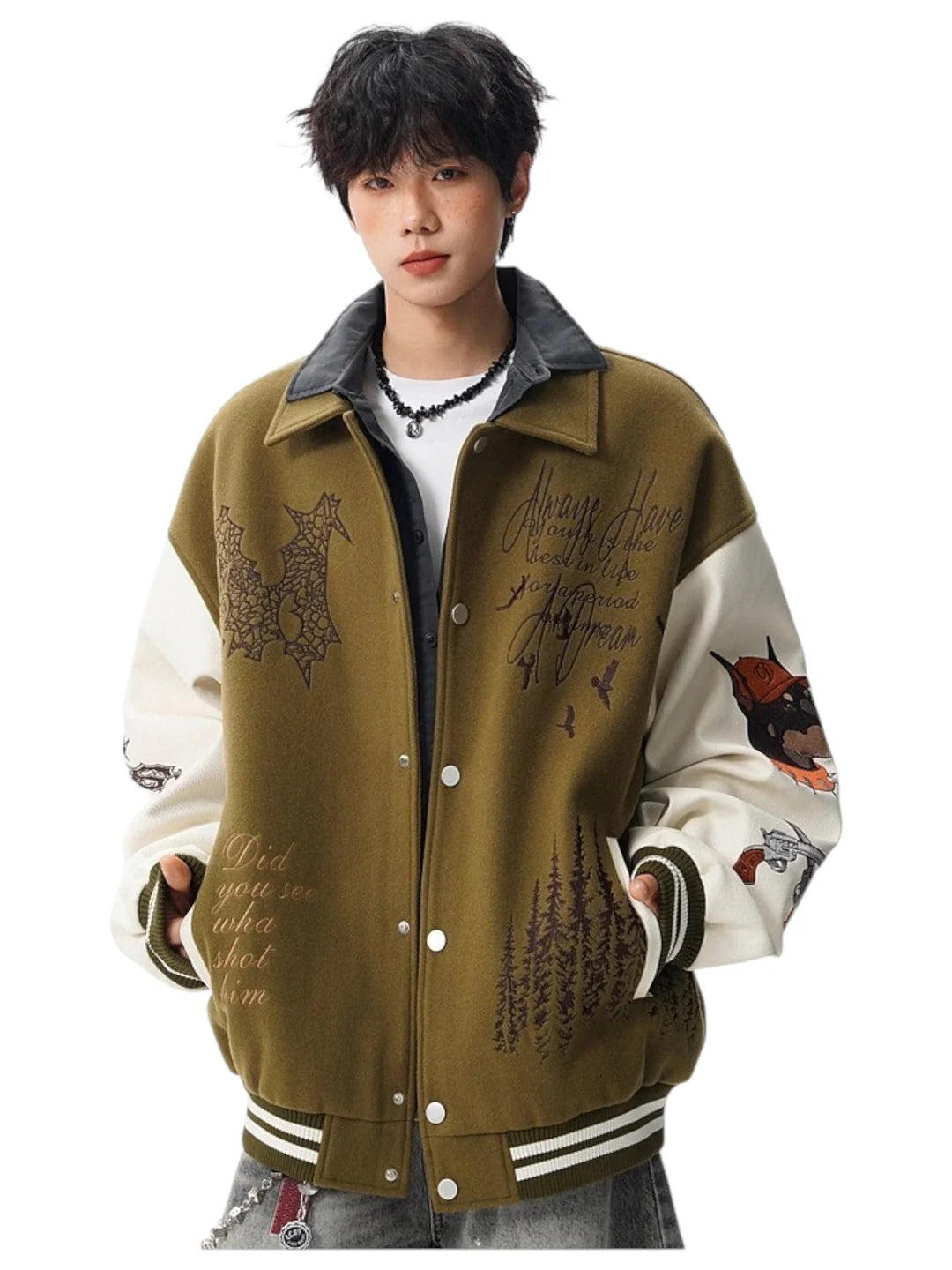[W.K] PATCHED VARSITY EMBROIDERED JACKET st5030