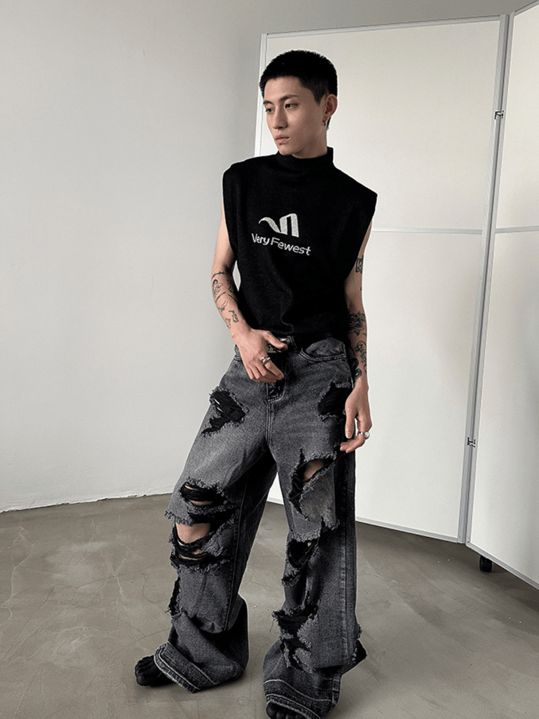 [GENESISBOY] wash wide leg jeans st1731