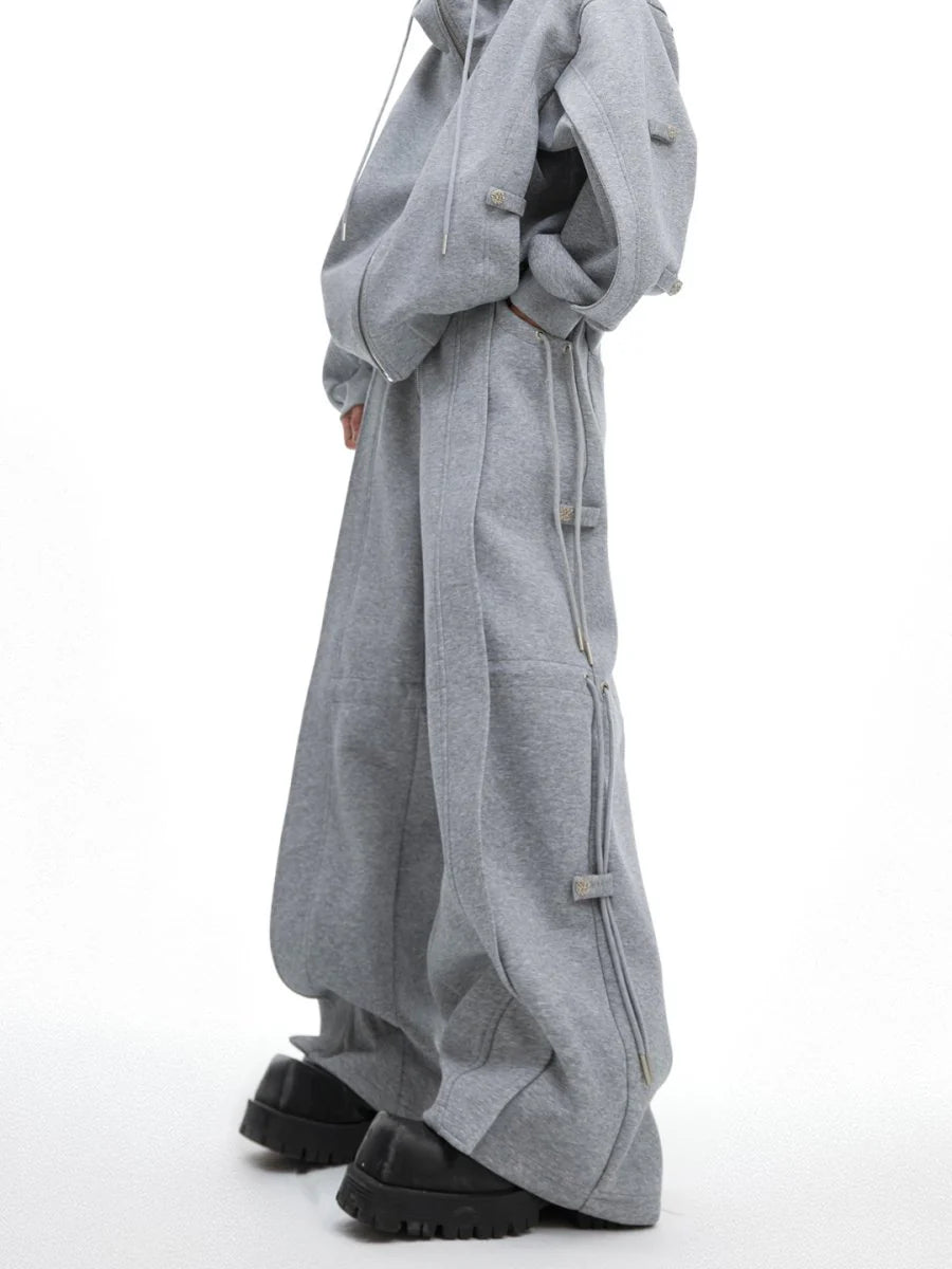 [CULTUREE] LOOSE HOODED SWEATER JACKET + BOTTOMS ST1035