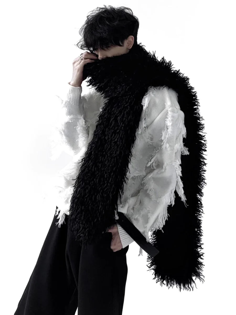 [AUTUMNWIND] BLACK SOFT LONG FUR SCARF ST914