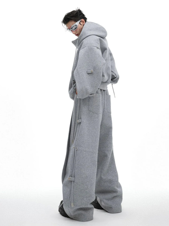 [CULTUREE] LOOSE HOODED SWEATER JACKET + BOTTOMS ST1035