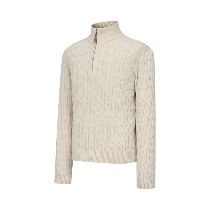 [FLAT ROOM] CABLE KNIT HALF-ZIP WOOL SWEATER ST2055