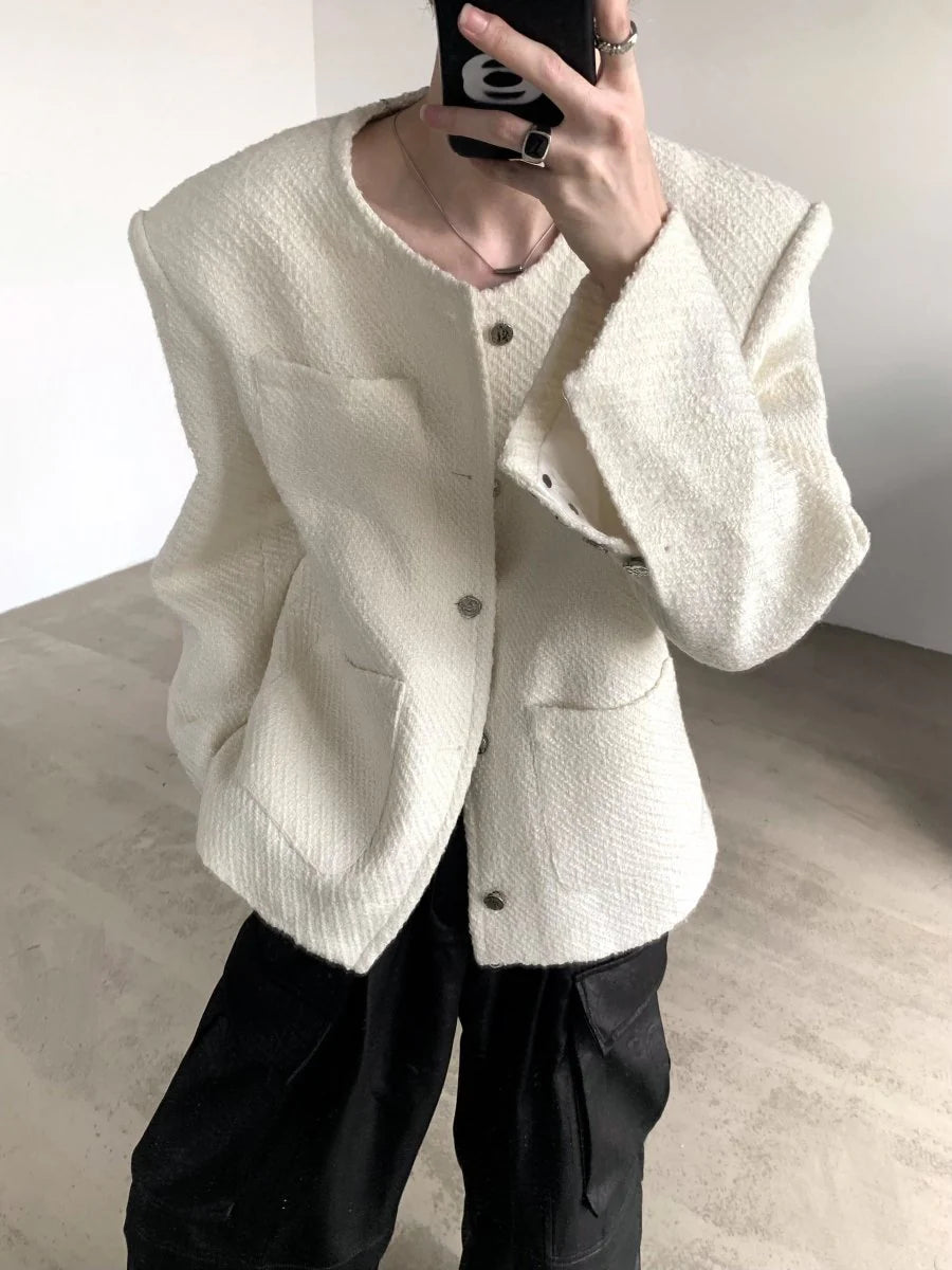 [AUTUMNWIND] WOOL WHITE TWEED JACKET ST1061