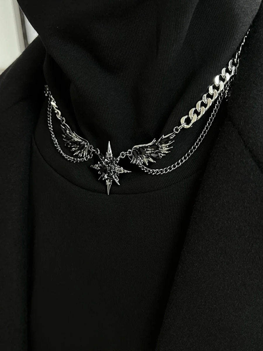 [CHEALIMPID] DARKGEMSTONE DIAMONDS WINGS DESIGN NECKLACE ST1190