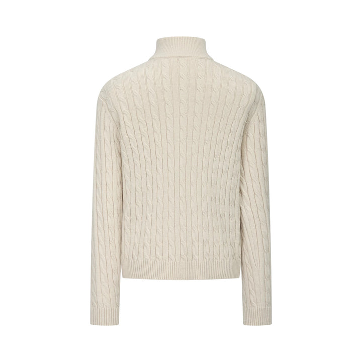 [FLAT ROOM] CABLE KNIT HALF-ZIP WOOL SWEATER ST2055