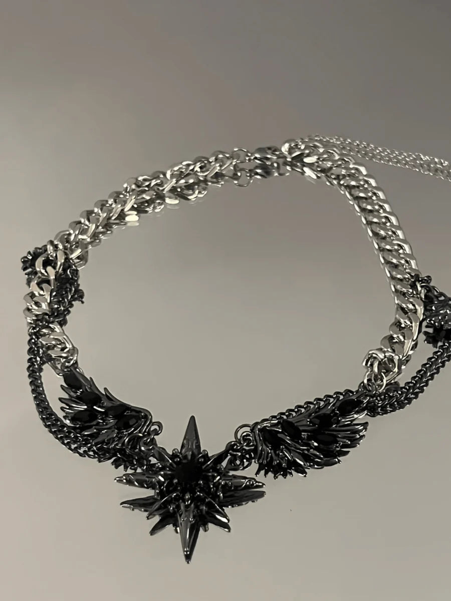 [CHEALIMPID] DARKGEMSTONE DIAMONDS WINGS DESIGN NECKLACE ST1190