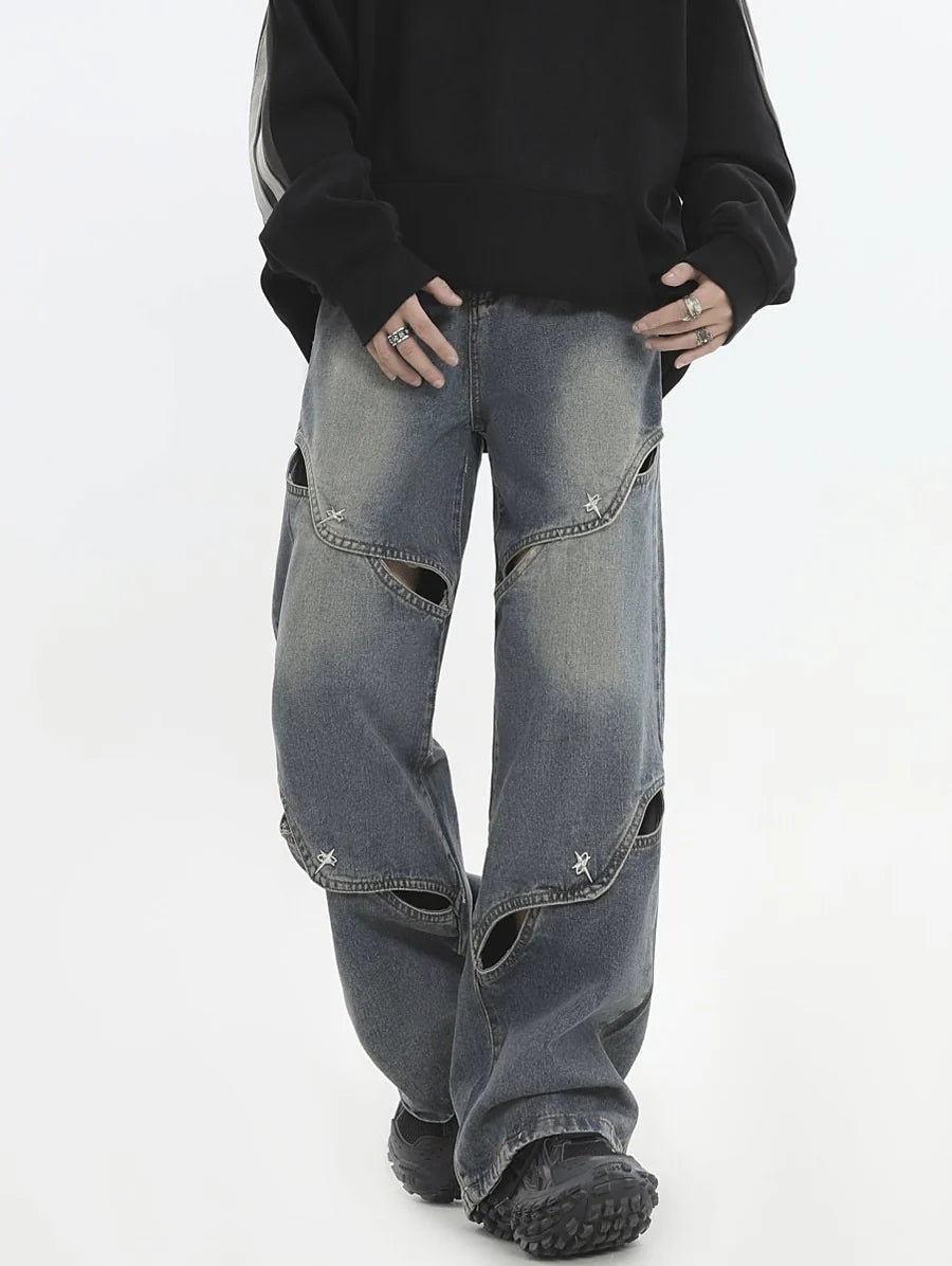 METAL HOLE BREAKING JEANS ST1231