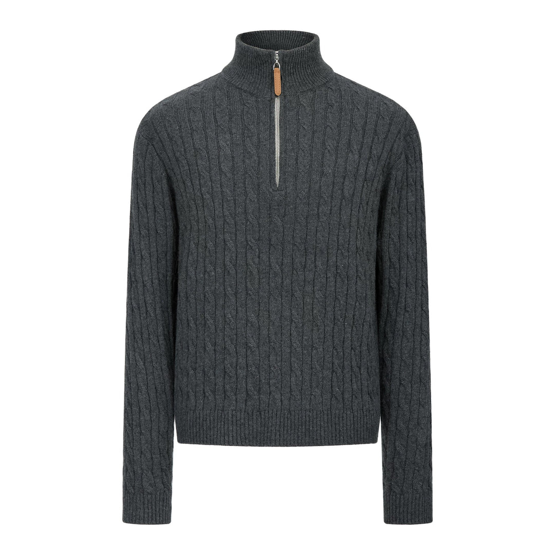 [FLAT ROOM] CABLE KNIT HALF-ZIP WOOL SWEATER ST2055