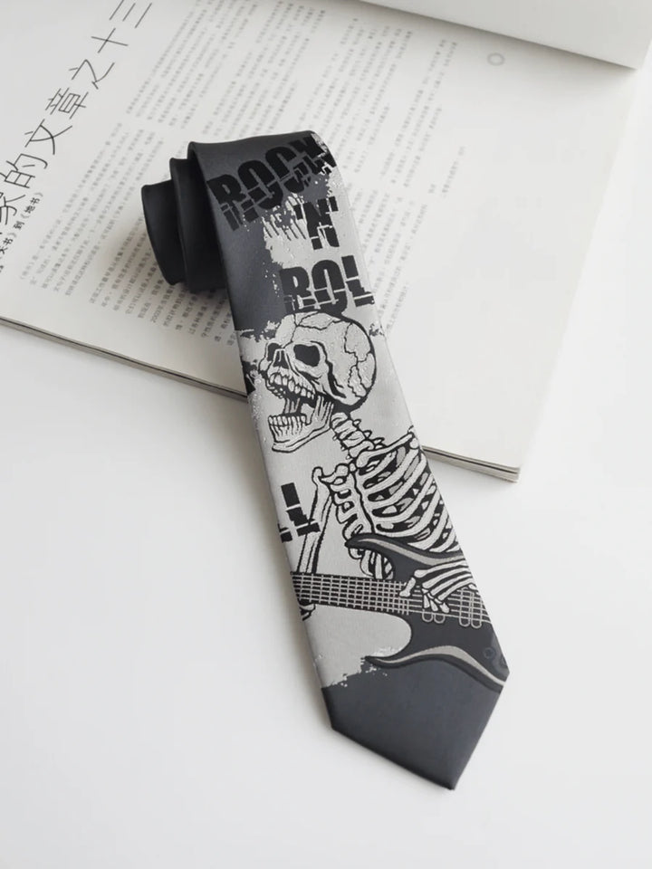 DARK GRAY SKULL TIE TREND ST551