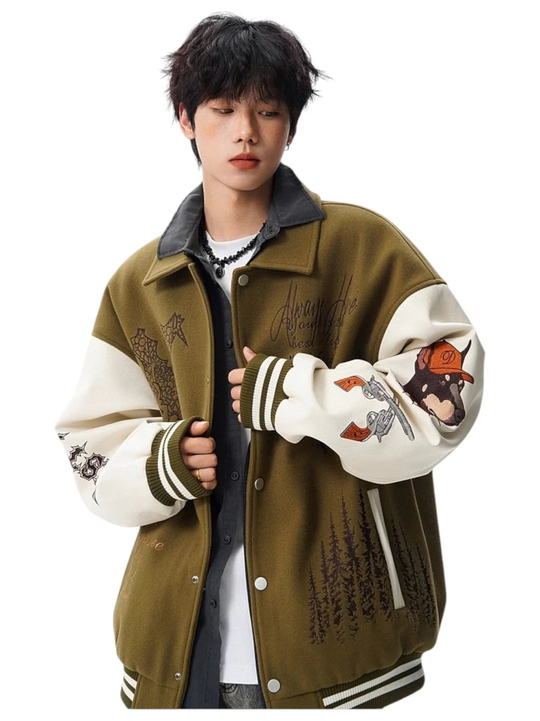 [W.K] PATCHED VARSITY EMBROIDERED JACKET st5030
