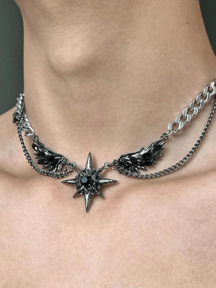 [CHEALIMPID] DARKGEMSTONE DIAMONDS WINGS DESIGN NECKLACE ST1190