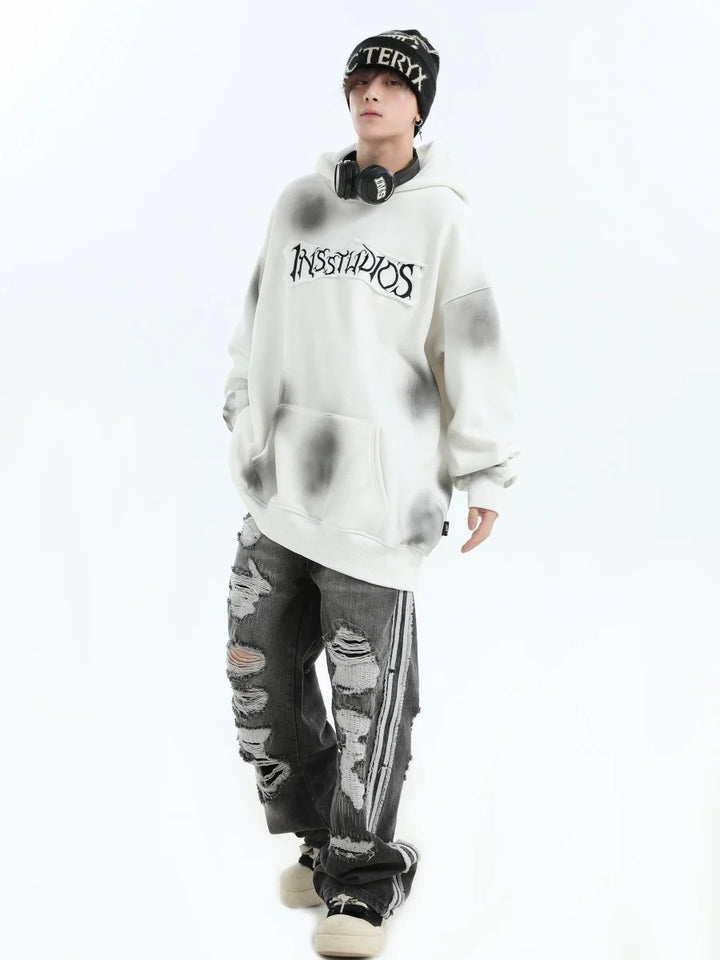 SPRAY PAINT LOGO LOOSE HOODIE ST1199