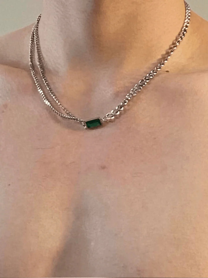 SQUARE GREEN DIAMOND NECKLACE ST1198