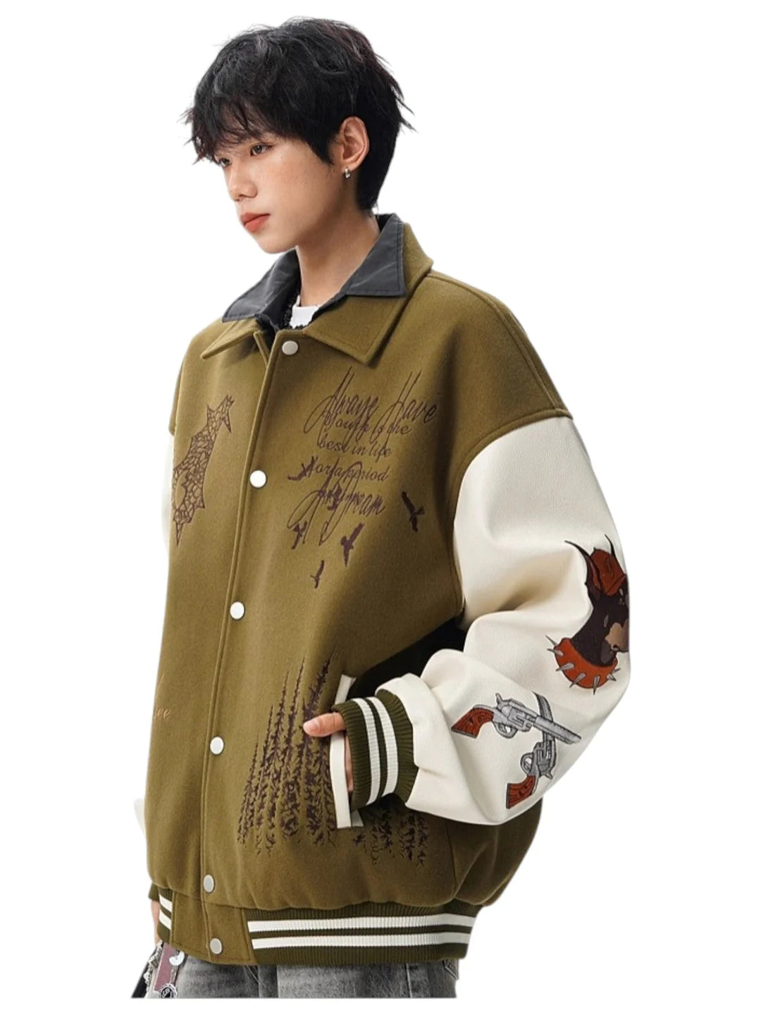 [W.K] PATCHED VARSITY EMBROIDERED JACKET st5030