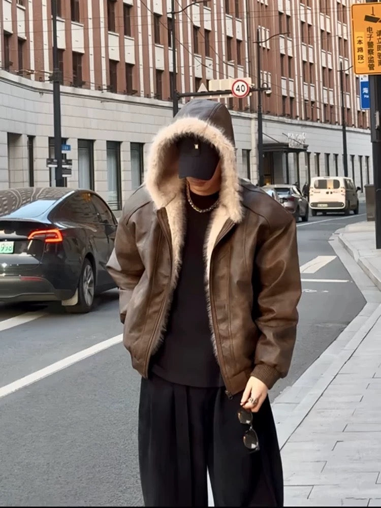 [FLAT ROOM] AVIATOR SHEARLING HOODED JACKET ST2063